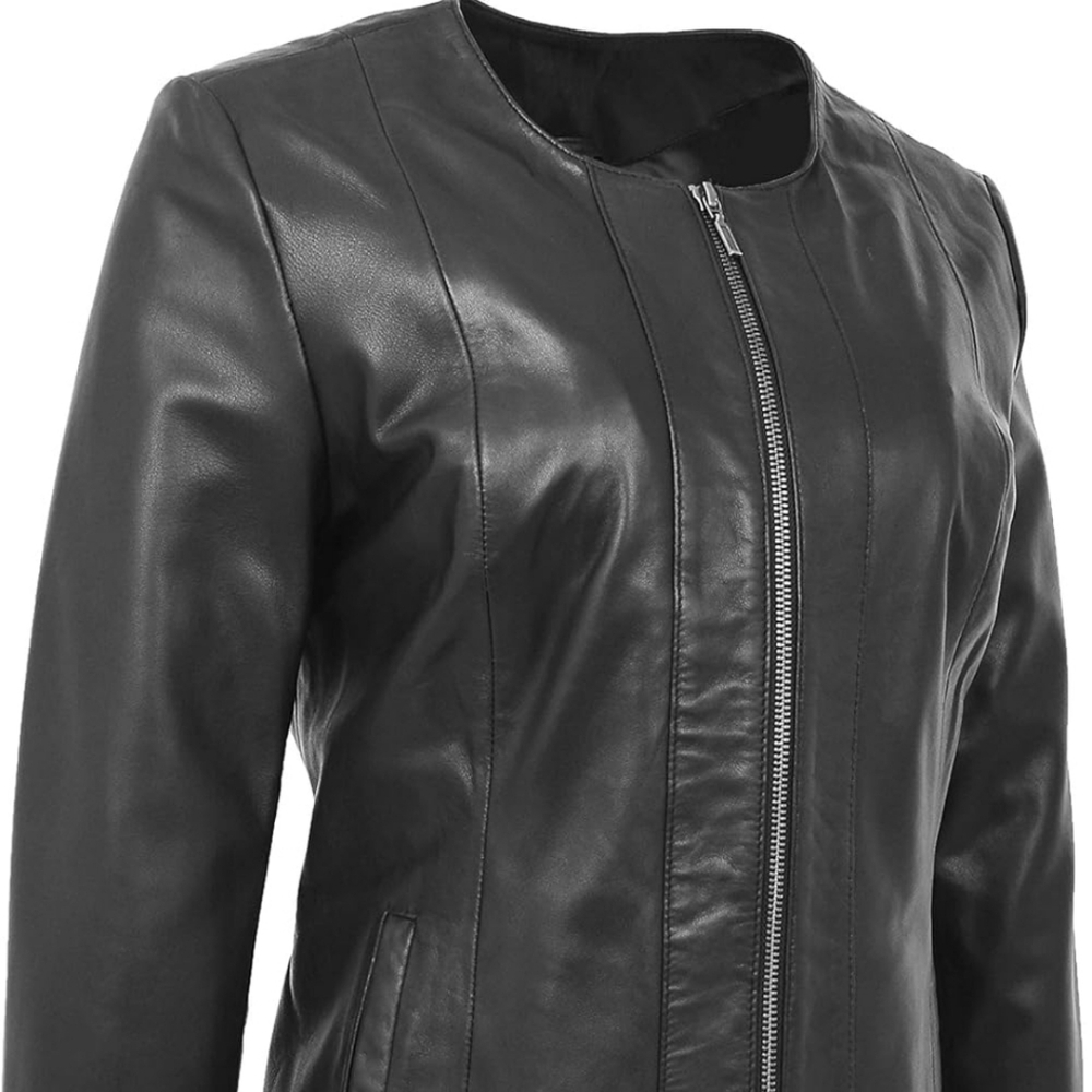 Sleek Black Leather Jacket for Women